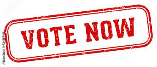 vote now stamp. vote now rectangular stamp on white background