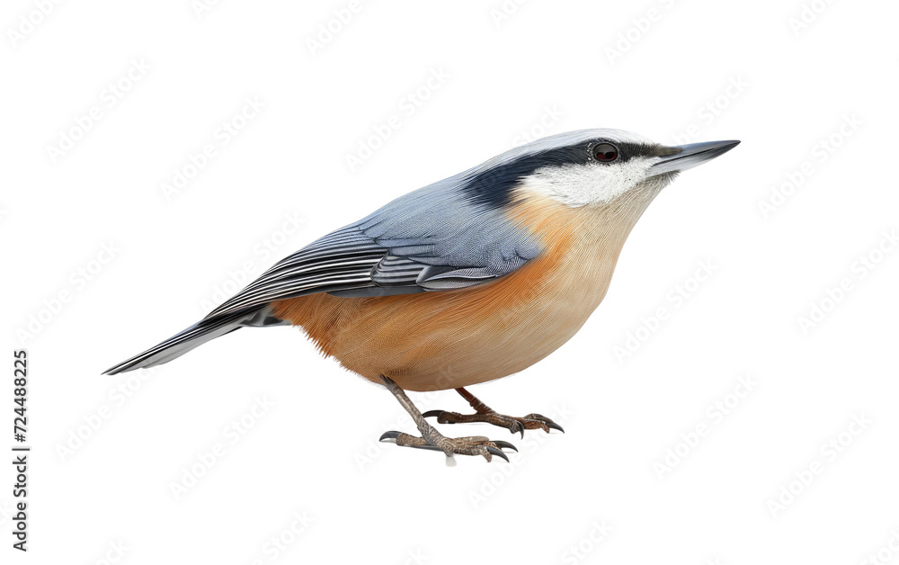 Nuthatch and Its Gravity-Defying Feats Isolated on Transparent Background.