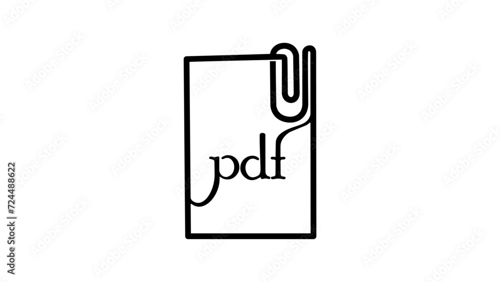 Attached pdf file icon, black isolated silhouette Attached pdf file icon, black isolated silhouette