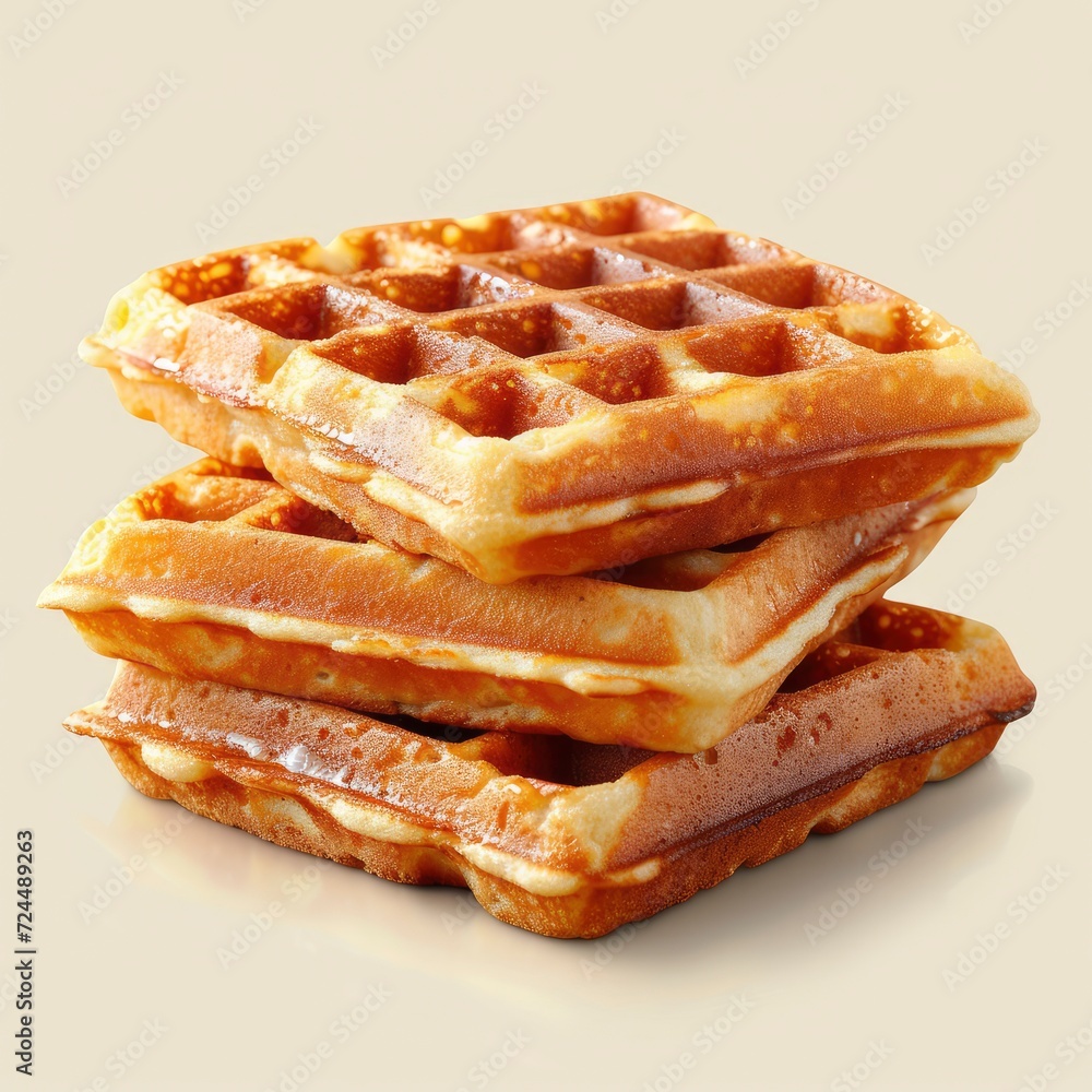 Homemade Waffles On Light Background On White Background, Illustrations Images Homemade Waffles On Light Background On White Background, Illustrations Images