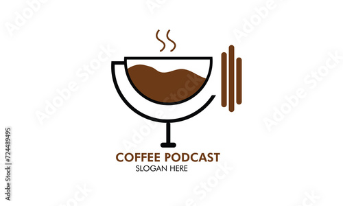 minimalistic coffee podcast logo design concept. 