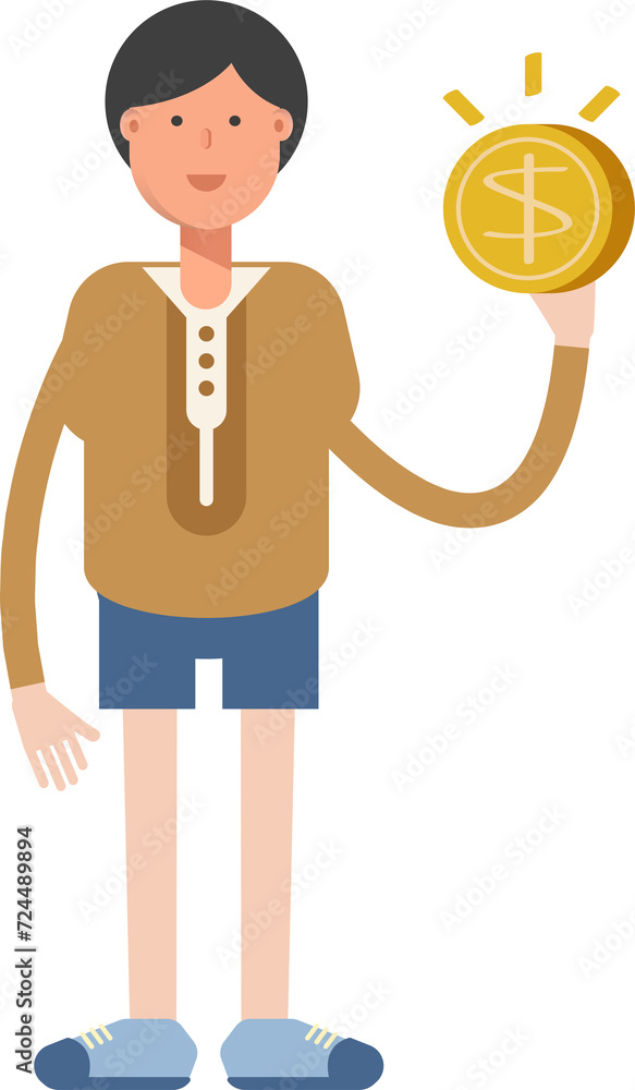 Boy Student Character Holding Dollar Coin
Boy Student Character Holding Dollar Coin