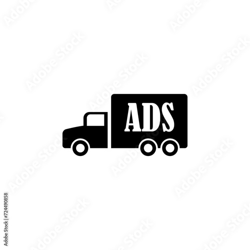 Ad placement on truck. Simple vector icon