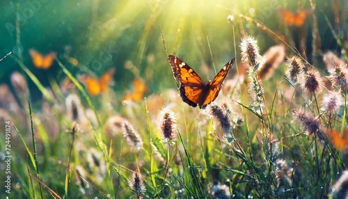 Butterfly beautiful, grass field, sunny, nature