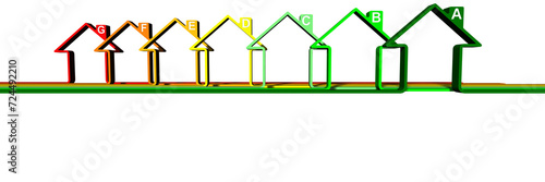 PNG. Trasparente. Case, abitazioni stilizzate a simboleggiare efficienza  e risparmio energetico.. photo
