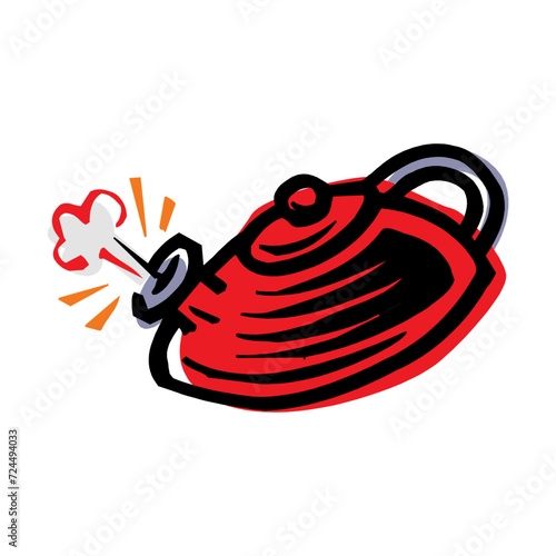 Kettle boils icon in a flat style. The concept boils head the newcomer. vector illustration in cartoon style on a white background