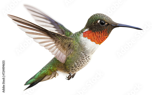 Capturing the Elegance of a Ruby Throated Hummingbird Isolated on Transparent Background.