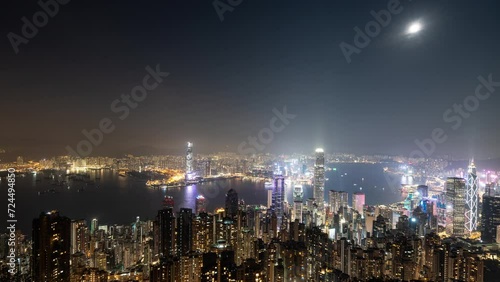 Wallpaper Mural City Time lapse of Hong Kong. Timelapse of Hong Kong City and skyscrapers at sunset from The Victoria Peak high mountaintop vantage point. The Beautiful cityscape. Torontodigital.ca