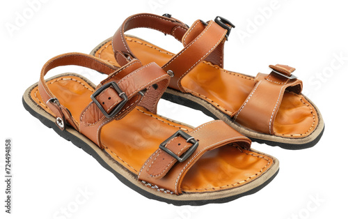 Navigating City Streets in Sleek Sandals Isolated on Transparent Background.