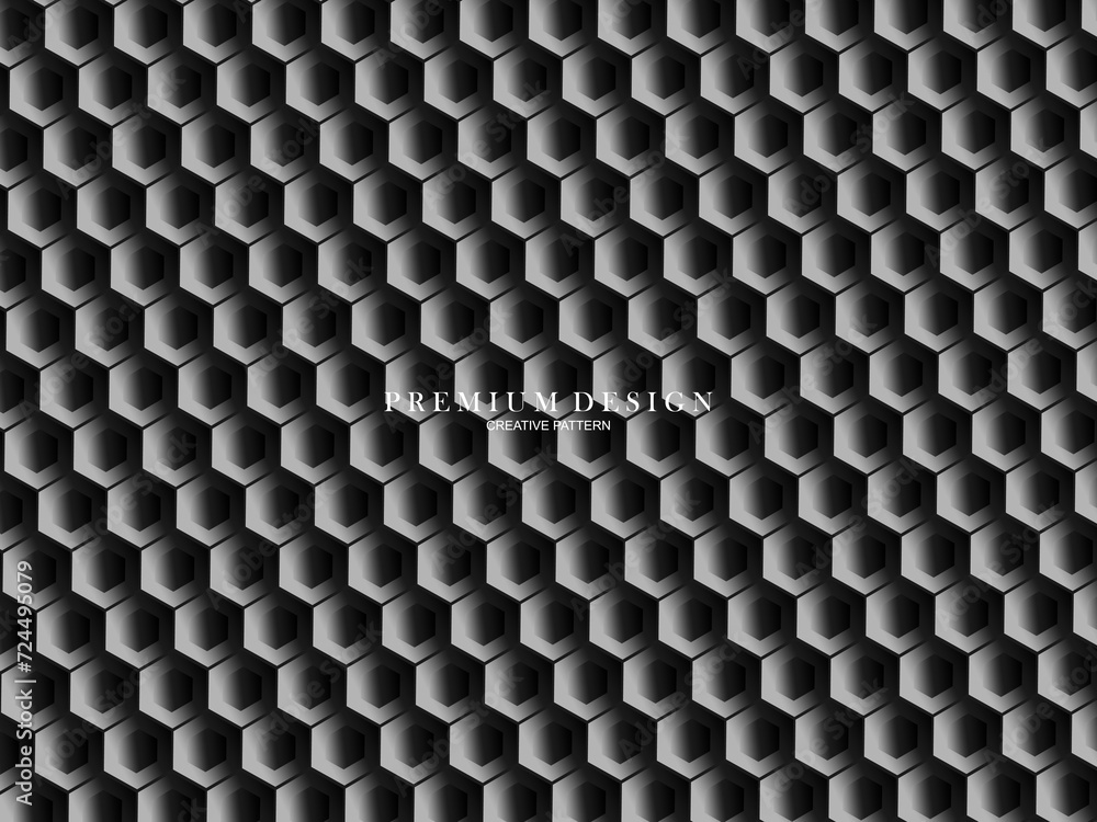 Black hexagon abstract background, 3d rendering. Dark hexagon premium background. Black hexagon abstract background, 3d rendering. Dark hexagon premium background.