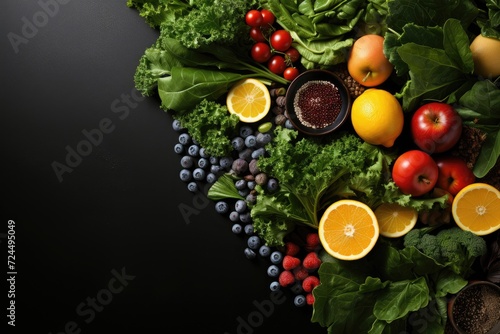Healthy food. Healthy eating background. Fruits  vegetables  clean food.