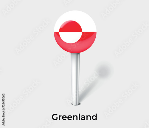 Greenland country flag pin map marker