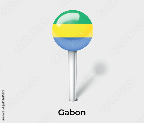 Gabon country flag pin map marker photo