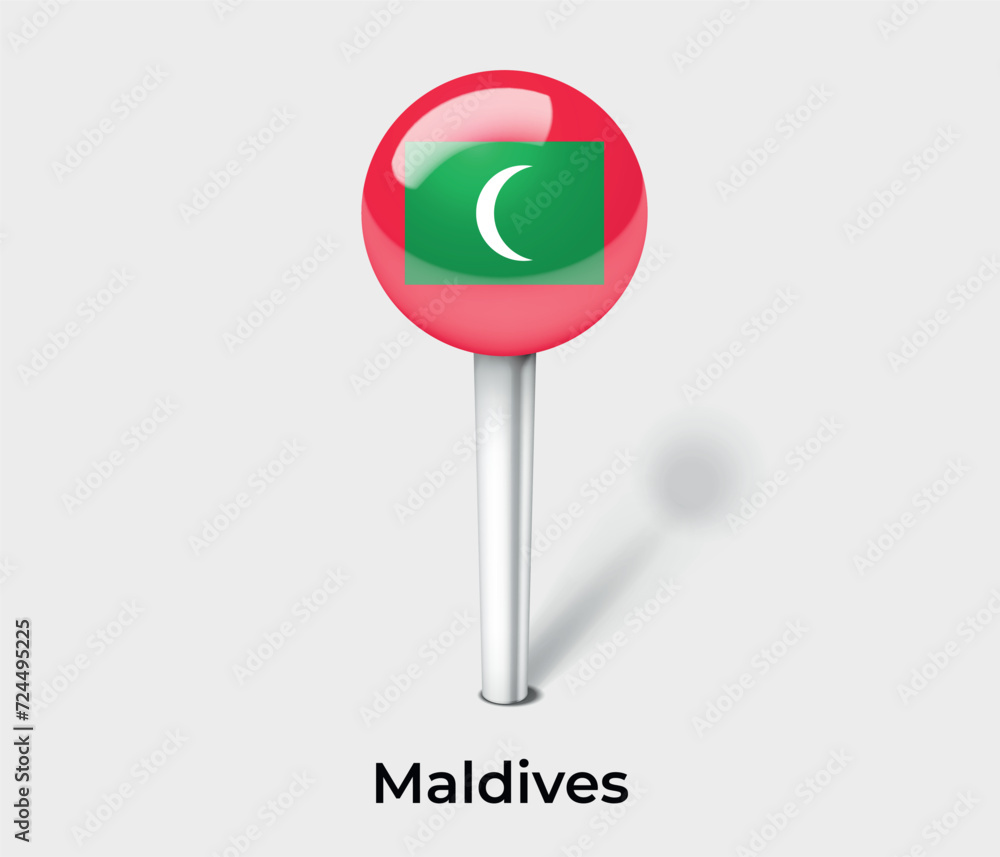 Maldives country flag pin map marker Maldives country flag pin map marker