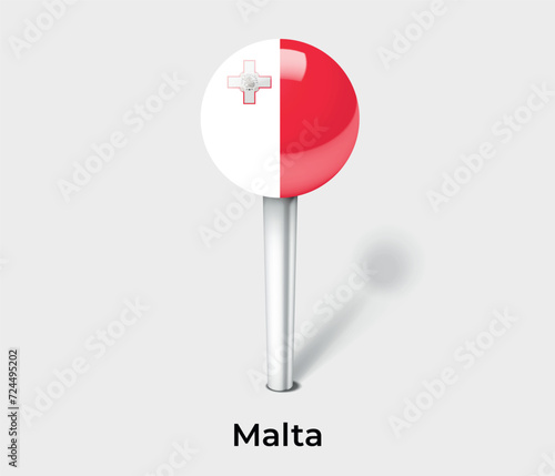 Malta country flag pin map marker