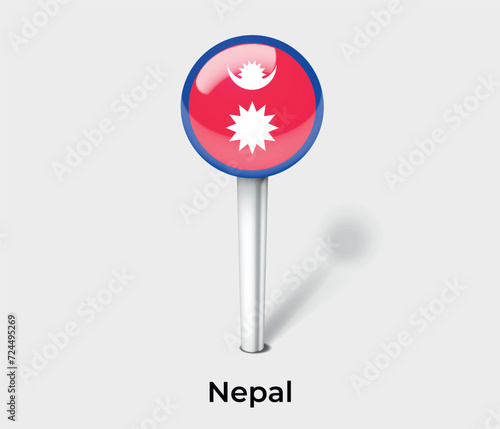 Nepal country flag pin map marker