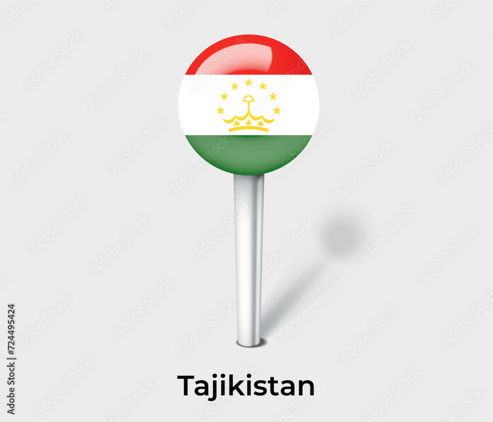 Tajikistan country flag pin map marker Tajikistan country flag pin map marker