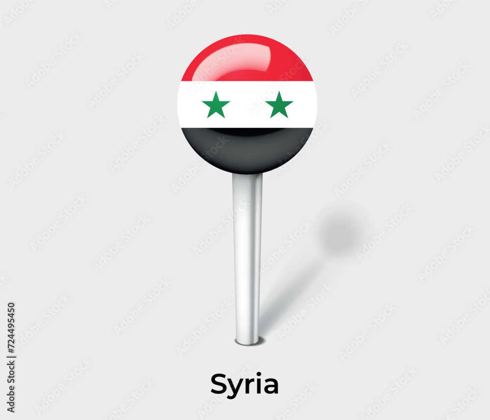 Syria country flag pin map marker Syria country flag pin map marker