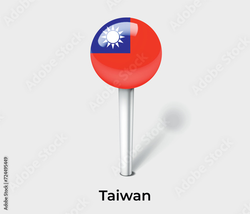 Taiwan country flag pin map marker