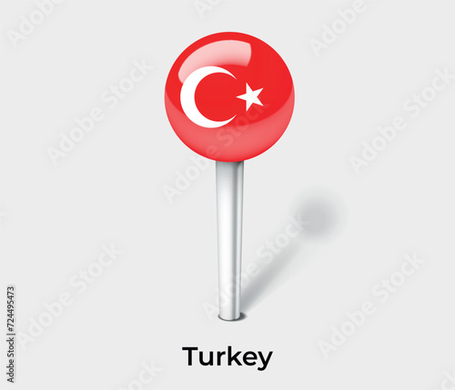 Turkey country flag pin map marker