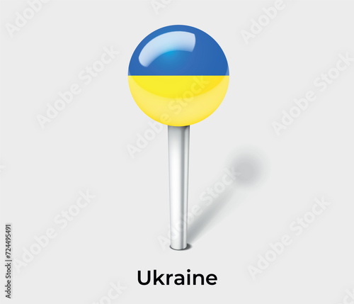 Ukraine country flag pin map marker