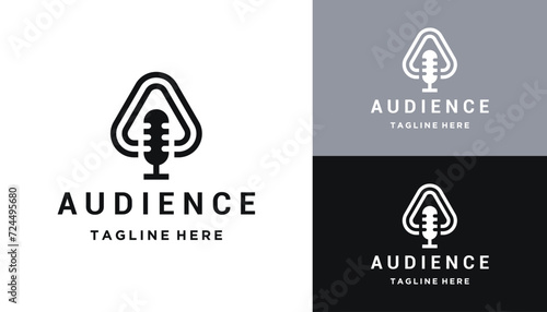 Initial Letter A with Modern Microphone for Logo Design for Broadcast Podcast and Karaoke Studio Recording Business
