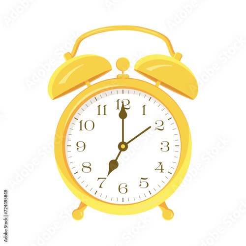 Alarm clock isolated on a transparent background. Vector illustration
