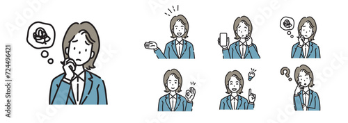 女性のポーズ　イラスト　セット