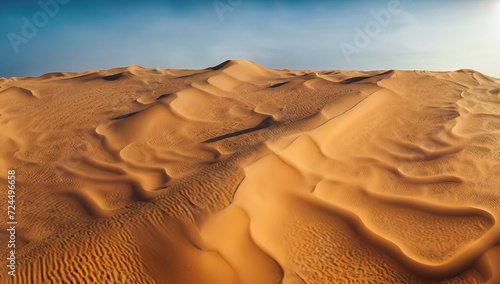 Sand desert, dry landscape, dunes, beautiful sky © dmnkandsk