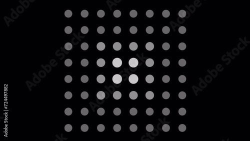 Wave of circles inside square. Loopable 2d animation video. Motion graphics with alpha channel.