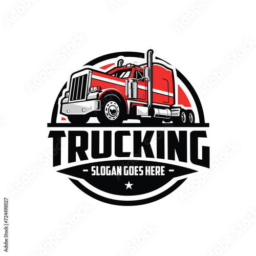 Trucking company emblem logo vector isolated. Ready made logo template set. Best for trucking and freight related logo