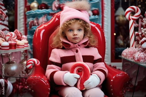 Santa's Sweet Shop: Dress the baby in candy-themed Christmas clothes and set up a scene in a candy shop. Baby fashion christmas.
