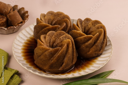 Bolu Peca is a Traditional Steamed Cake from Bugis, Sulawesi, Indonesia. photo