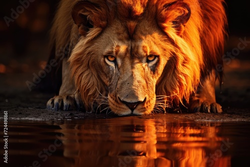 Water s Significance  Striking Image of Lion Drinking to Showcase Water as a Crucial Source of Life