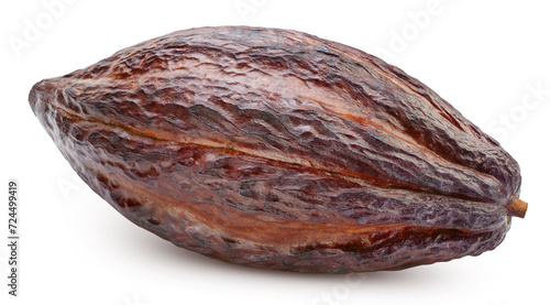 Cocoa pod isolated on white background. Cocoa pod with clipping path