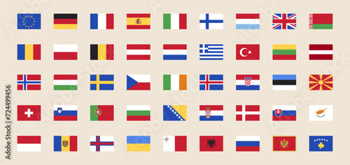 Giant Europe Flag Set With European Flag In Flat Style 