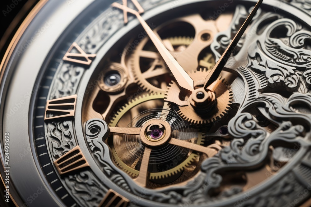 Intricate texture and design displayed in close-up shooter and dial images