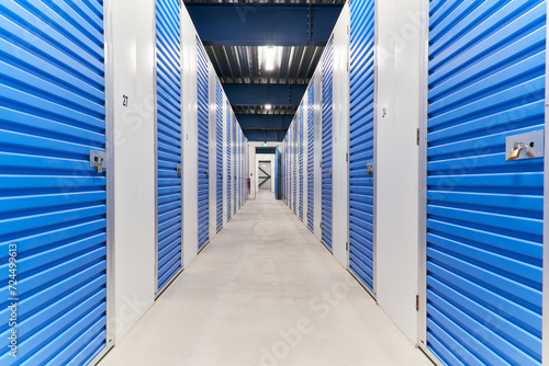 A corridor inside a self storage facility - landscape photo
