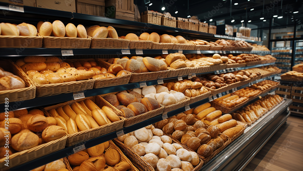 Freshly Baked: A Glimpse into the Bakery Section of a Large Supermarket