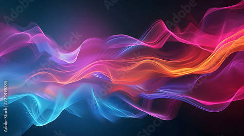 A colorful abstract background with a very smooth wallpaper powerpoint , smoke background with wavy lines , banner, space for text, wallpaper and background, Generative AI.