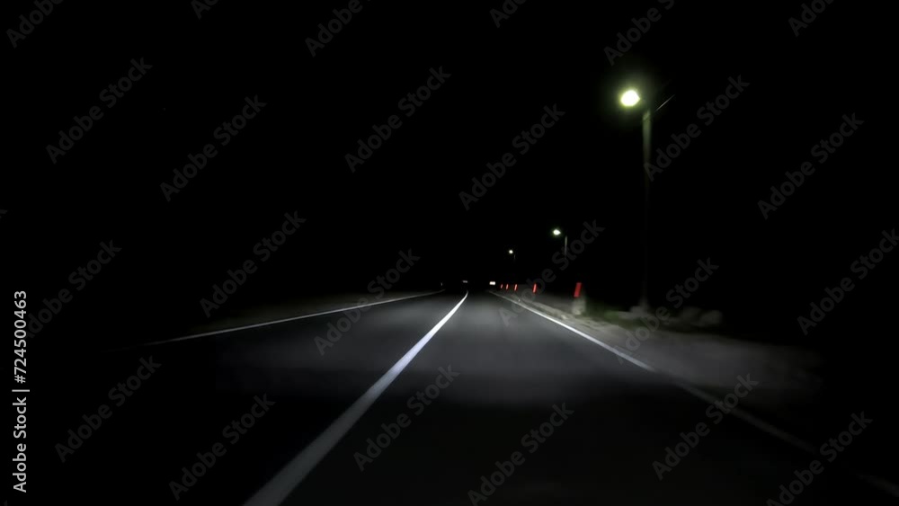 driving a car on countryside road at night with adaptive matrix headlights driving a car on countryside road at night with adaptive matrix headlights