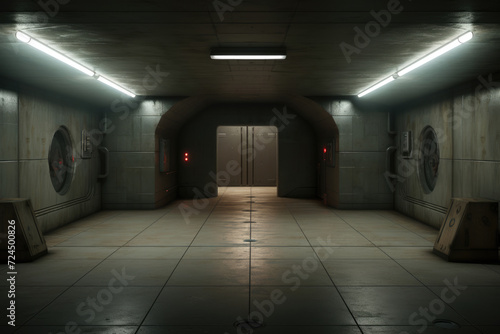 Interior of underground military bunker shelter