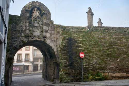 The Puerta de Santiago, part of the Roman wall of the city of Lugo, Spain