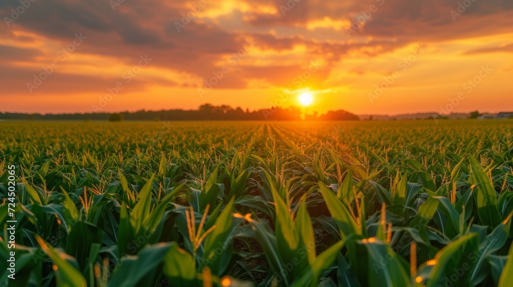 Beautiful corn field at sunrise Beautiful corn field at sunrise