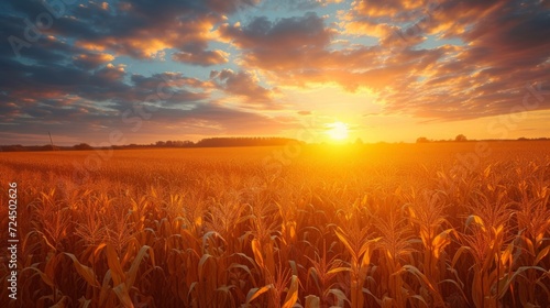 Beautiful corn field at sunrise © olegganko