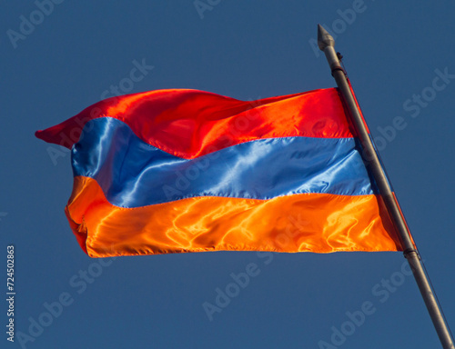 Canvastavla Armenian flag against the blue sky