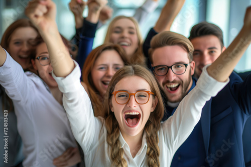 young cheerful business people, joyful and optimistic