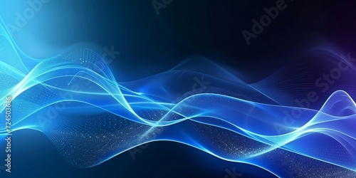 Digital technology blue rhythm wavy line abstract graphic poster web page PPT background. Generative AI.