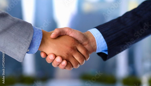 握手する2人のビジネスパーソンの手元