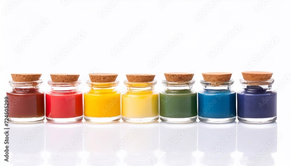 Jars with paints on a white background. Jars with paints on a white background.